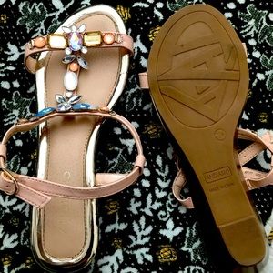 Summer slippers with crystals 1 inch tall